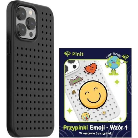 Pinifit Zestaw Etui Pinit Dynamic + Emoji Pin iPhone 14 Pro Max 6.7" czarny/black wzór 1 (Apple iPhone 14 Pro Max), Smar...