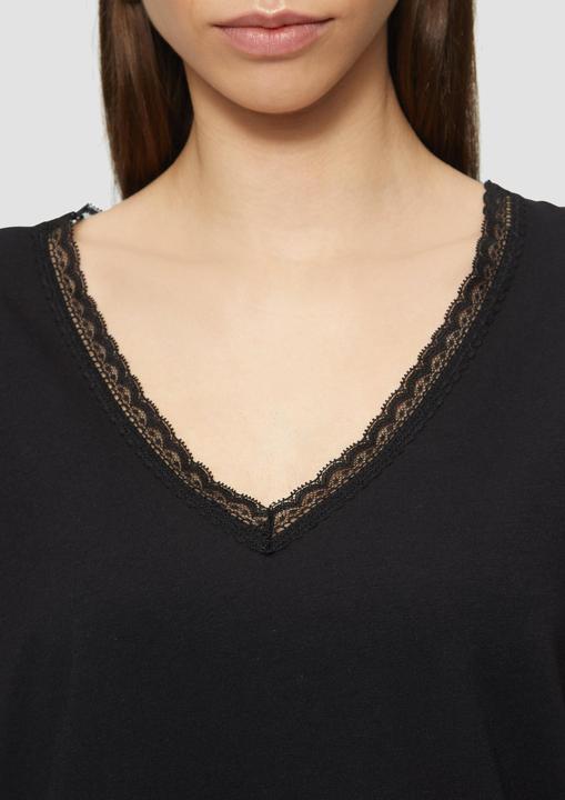 Produktbild S.Oliver T-Shirt Modalmix-Shirt mit Spitzenblende (XS)