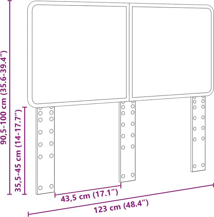 Actual product image vidaXL Kopfteil (3 x 123 x 100 cm)