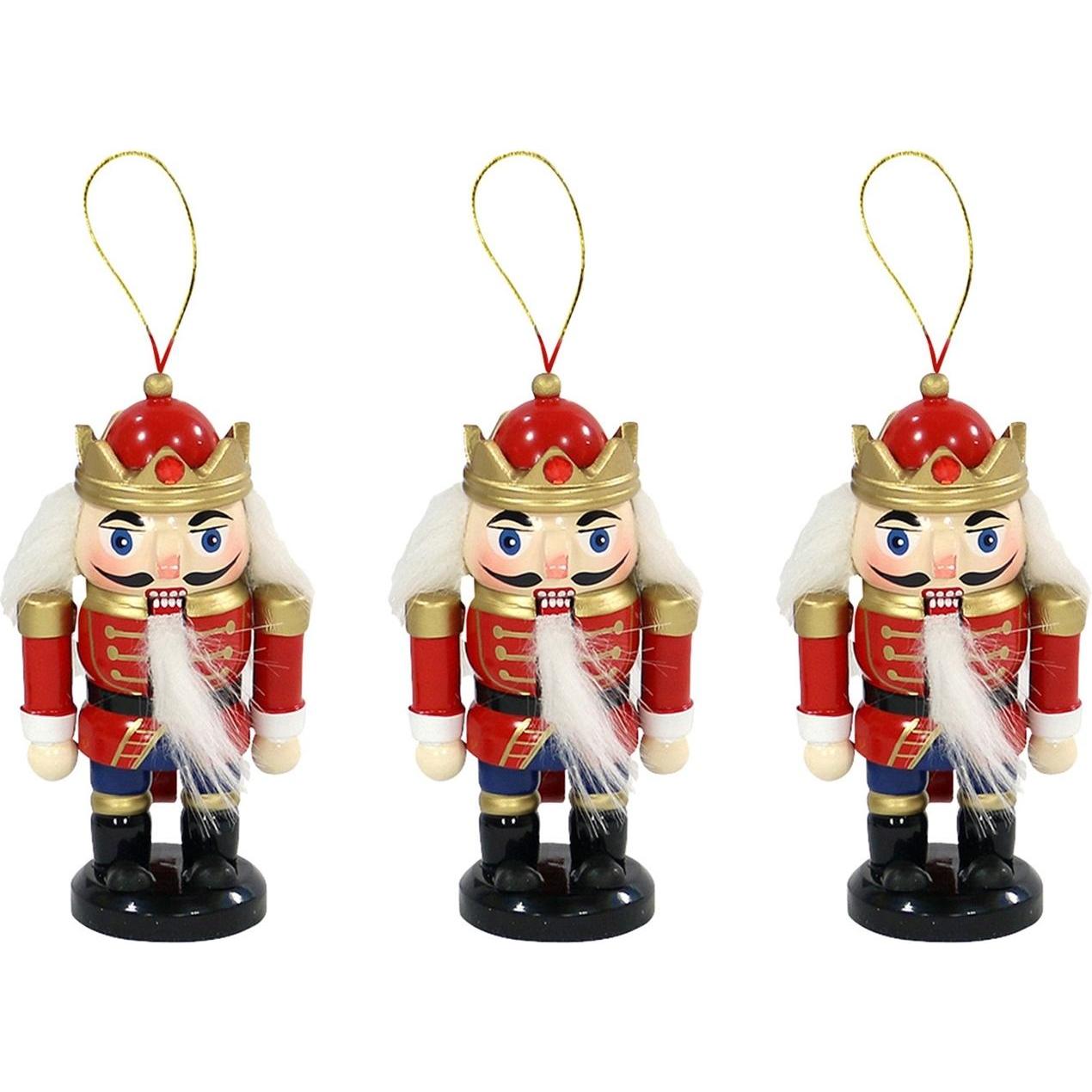 SIGRO, Weihnachtsdeko, Holz Nussknacker 3er Set