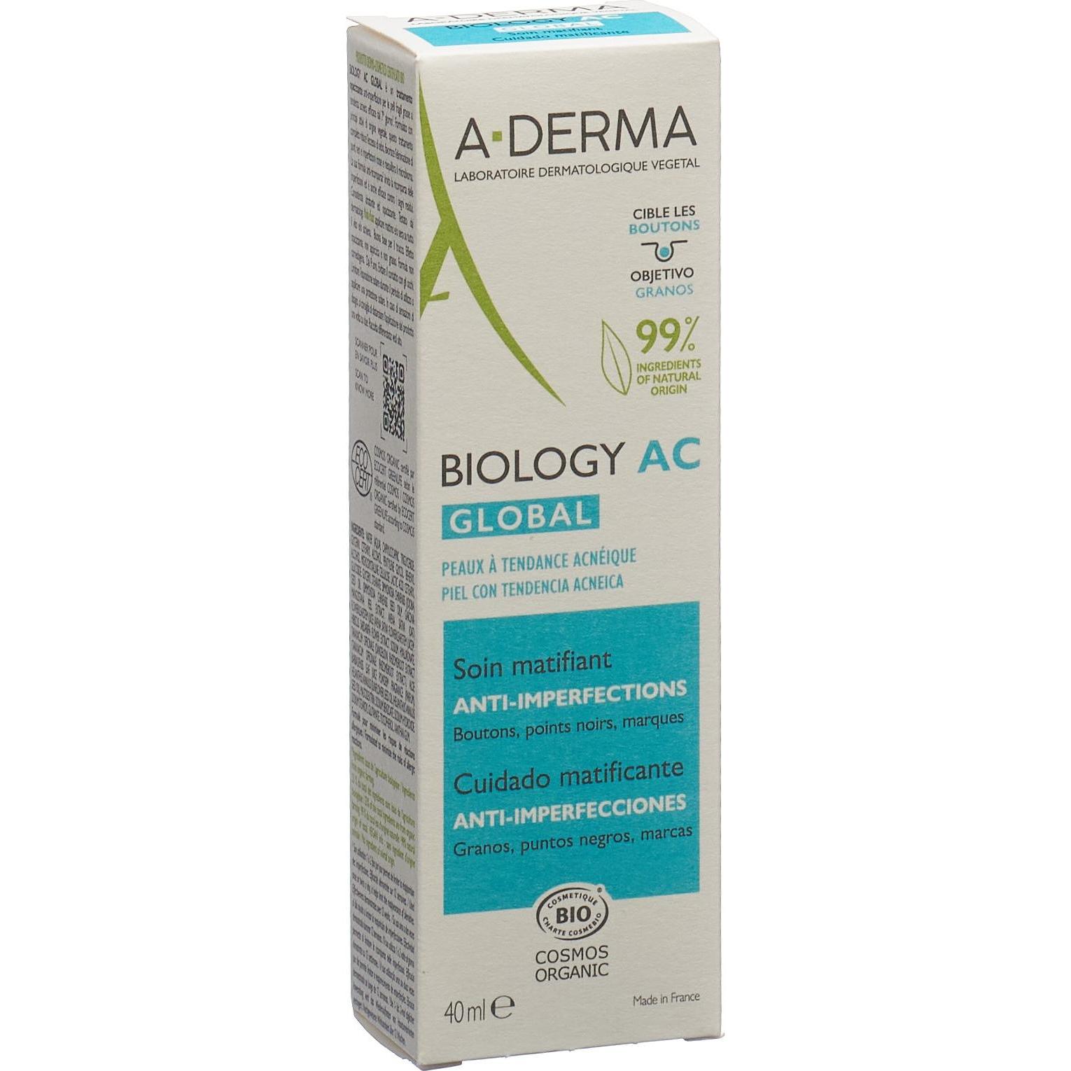 A-Derma, Gesichtscreme, BIOLOGY AC Global Creme unreine Haut Creme (40 ml, Tagescreme)