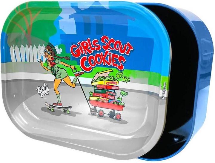 Best Buds Thin Box Rolling Tray with Storage Girls Scout Cookies