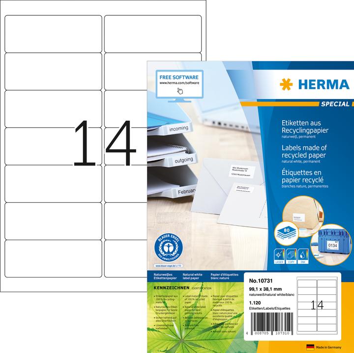Produktbild HERMA Recycling Adressetiketten A4