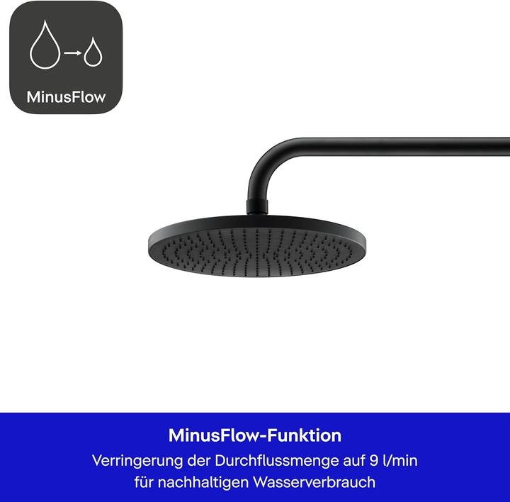 Actual product image Duravit Kopfbrause 1 jet, 230, MinusFlow schwarz matt schwarz matt (1 Beam type, 9 l/min)