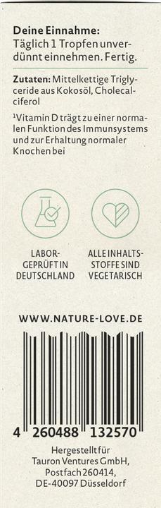 Nährwerte und Zutaten Nature Love Vitamin D3 1000 (1 Stück, Tropfen)