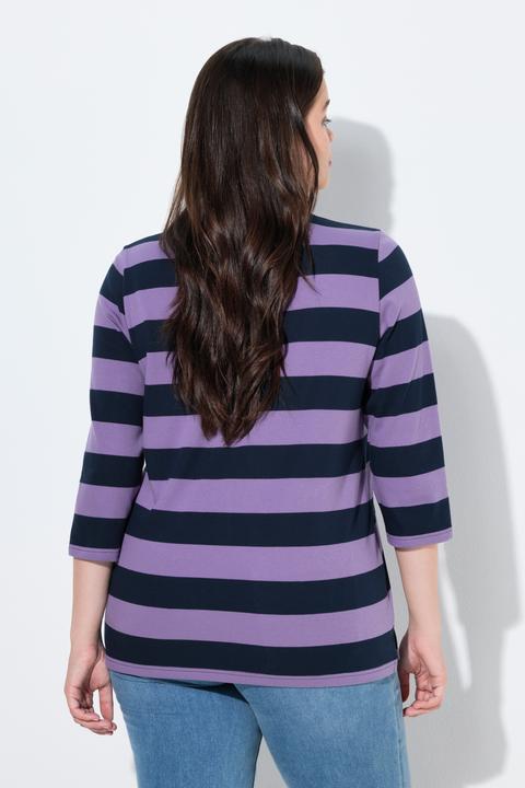 Produktbild Ulla Popken Polo-Sweatshirt, Streifen, 3/4-Arm (56)