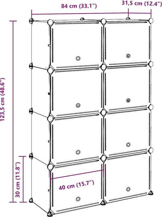 Actual product image VidaXL Shelving system with 8 cubes and doors Black PP