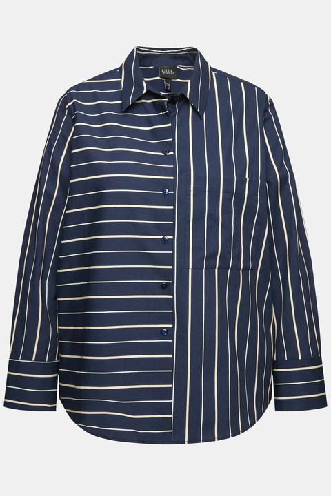 Immagine prodotto Ulla Popken Camicia con mix di righe, collo da camicia e maniche lunghe (62)