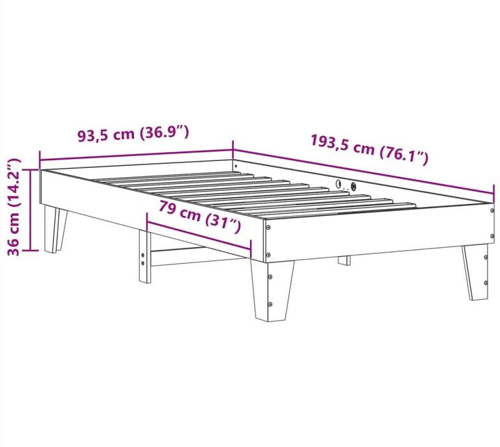 Actual product image vidaXL Bettgestell (90 x 190 cm)