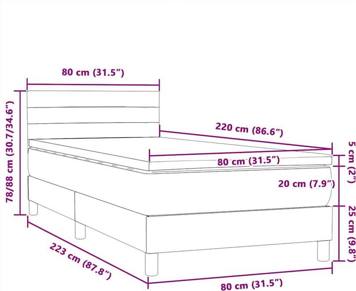 Actual product image vidaXL Boxspringbett (80 x 220 cm)
