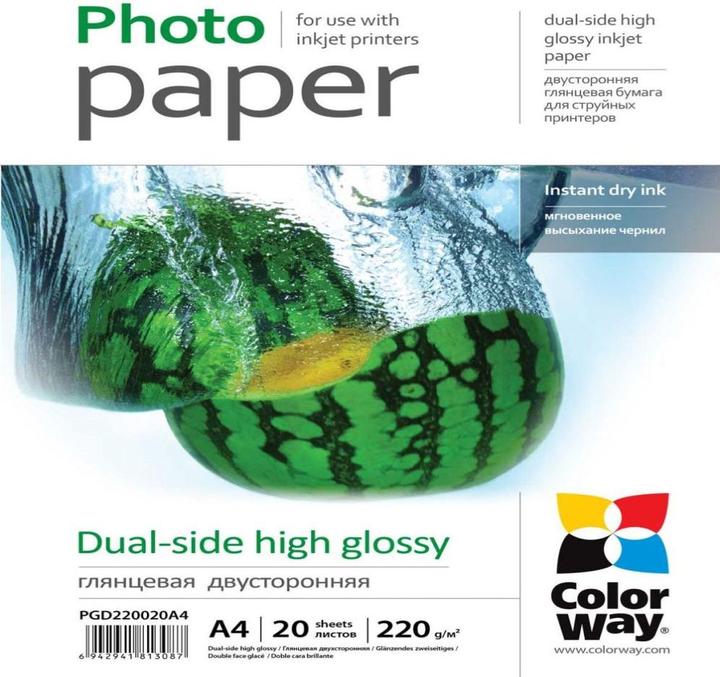 Image du produit Colorway High Glossy dual-side Photo Paper, A4, 220 g/m2, 20 sheets (220 g/m², A4, 20 pcs)