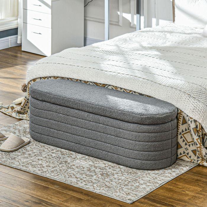 Image du produit Swisshandel24 Banc de lit de chambre, espace de rangement, pieds en bois, polaire, jusqu'à 120kg, 116x41x40.5cm (41 cm)