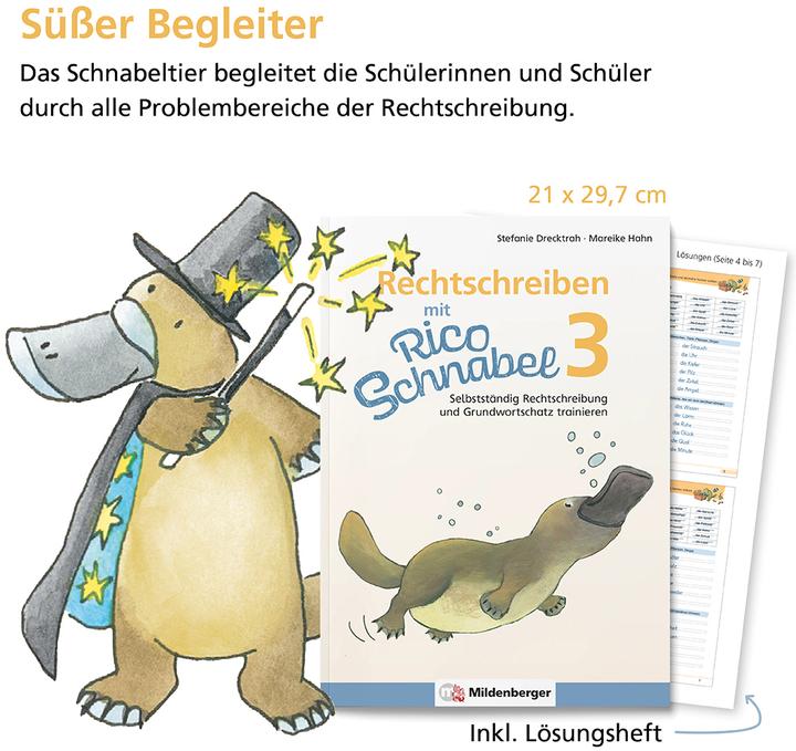 Produktbild Rechtschreiben mit Rico Schnabel, Klasse 3 (Deutsch, Mareike Hahn, Stefanie Drecktrah, 2023)