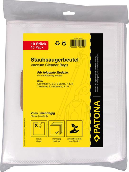 Actual product image Patona 10 hoover bags multi-layer fleece for Kirby G1 G2 G3 G4 G5 G6 G7 G8 G9 G10 (10x)