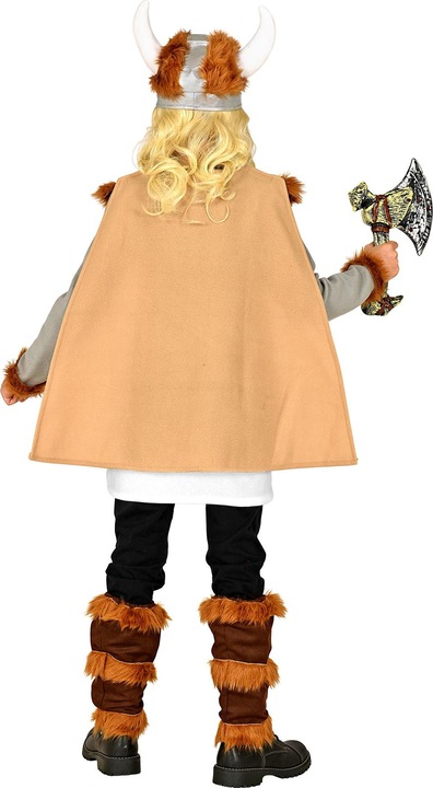 Immagine prodotto Widmann Costume da vichingo da ragazzo con tunica, cintura e mantello, scaldamuscoli, elmo (140)