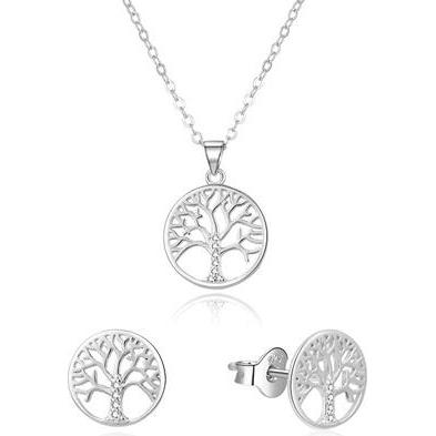 Beneto, Halsschmuck, Silver Set of Tree of Life Jewelry AGSET214R (Necklace, Earrings)