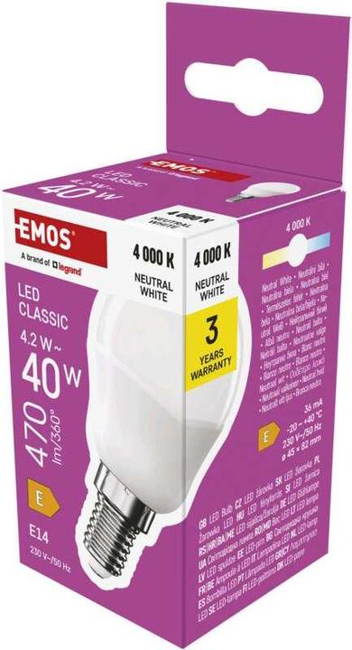 Image du produit Emos Lampe LED Classic Mini Globe / E14 / 4,2 W (40 W) / 470 lm / Blanc neutre (E14, 470 lm, 1 x)