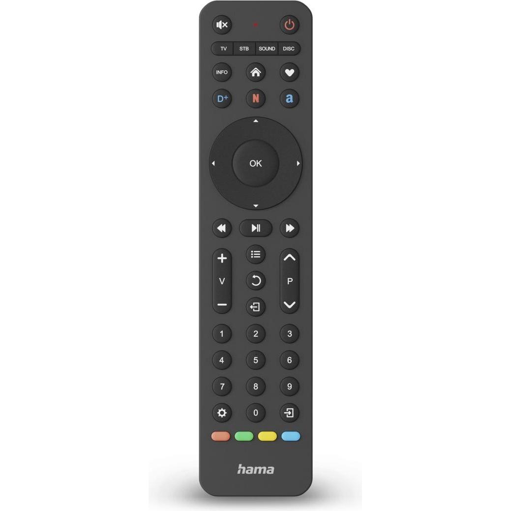 Hama Universal-Fernbedienung TV, Infrarot, für 4 Geräte, lernfähig, App-Tasten (Universal Fernbedienung, Infrarot), Fern...