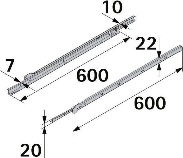 Actual product image Hettich Rollschubführung FR302 600 mm