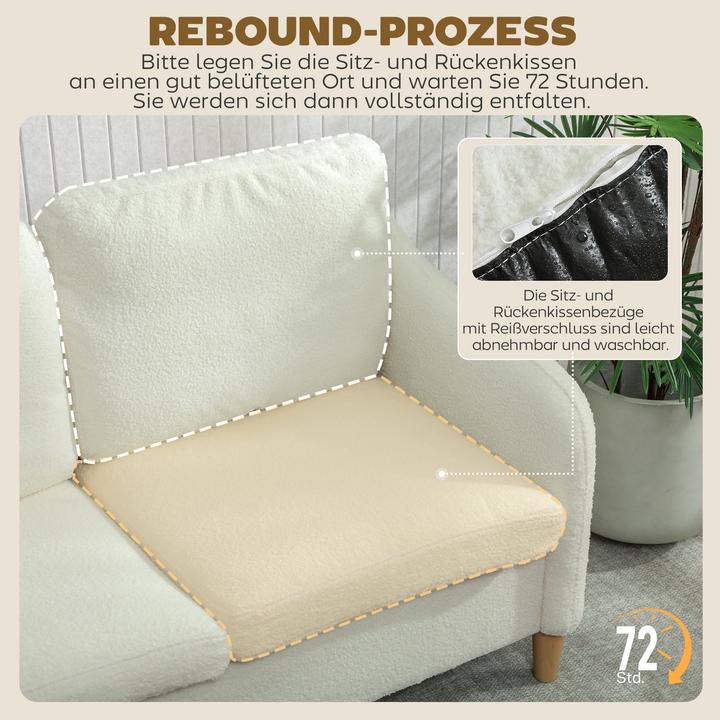 Produktbild Homcom Sofa Polyester, Eukalyptusholz Cremeweiss (2-Sitzer)