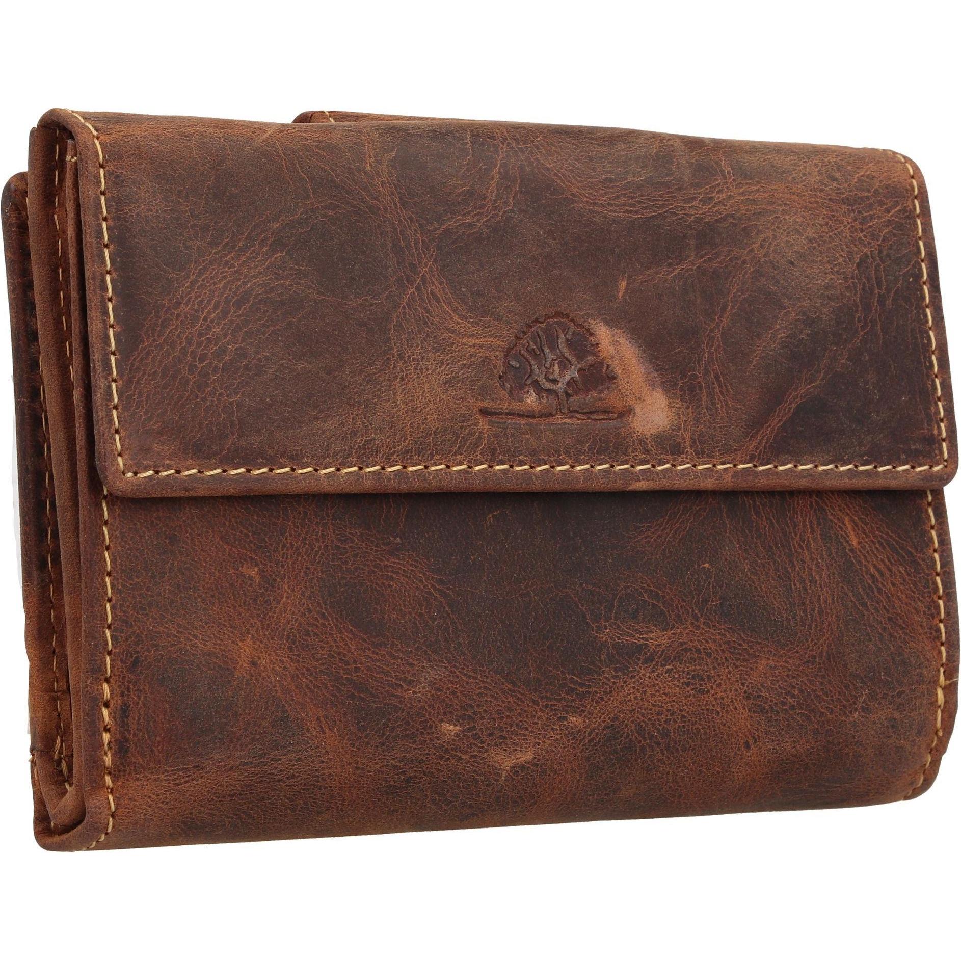 Thumbnail - Greenburry, Damen, Portemonnaie, Geldbörse Leder 14 cm, Braun