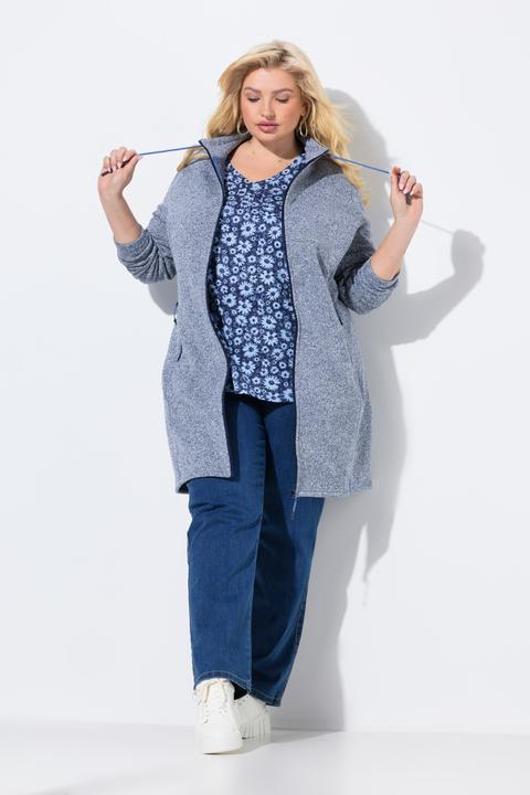 Produktbild Ulla Popken Strickfleecejacke, Stehkragen, längerer Schnitt, Zipptaschen (42, 44)