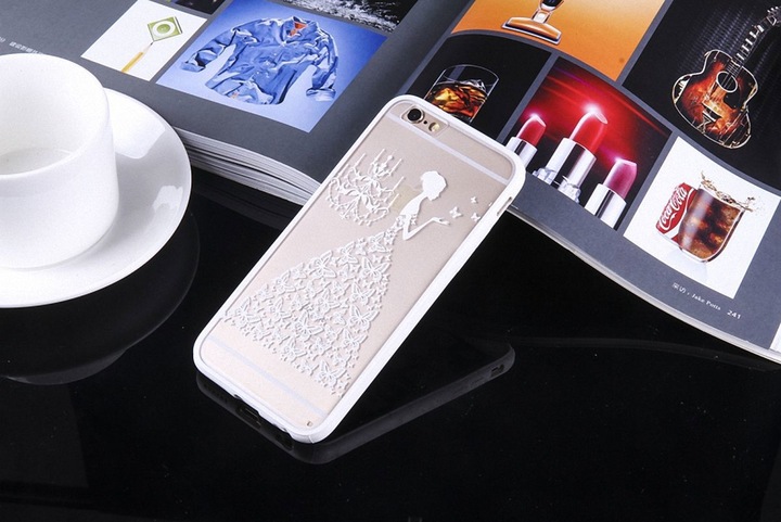 Produktbild König Design Apple iPhone 6 / 6s Handy Hülle Mandala Case Motiv Schmetterling Frau Weiss Neu (Apple iPhone 6)