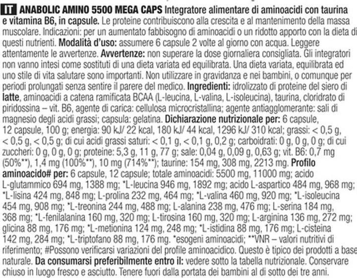 Nährwerte und Zutaten Olimp Sport Nutrition Anabolic Amino (1 Stück, Kapseln, 470 g)