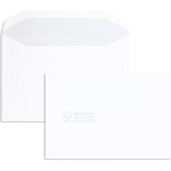 Blanke, Briefumschlag, Kuvertierhüllen 162x238mm 90g/qm gummiert Fenster VE=500 Stück weiss (500 x)
