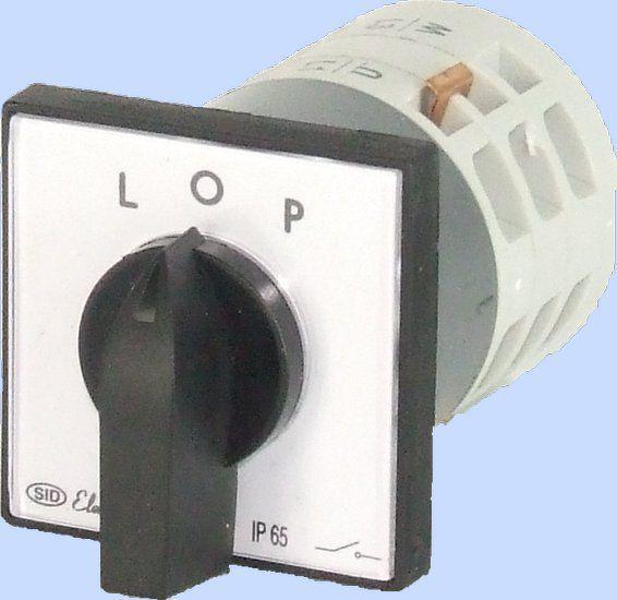 Actual product image Elektromet Cam switch L-0-R 3P 12A IP65 Arc E12-42 with plate (921202)