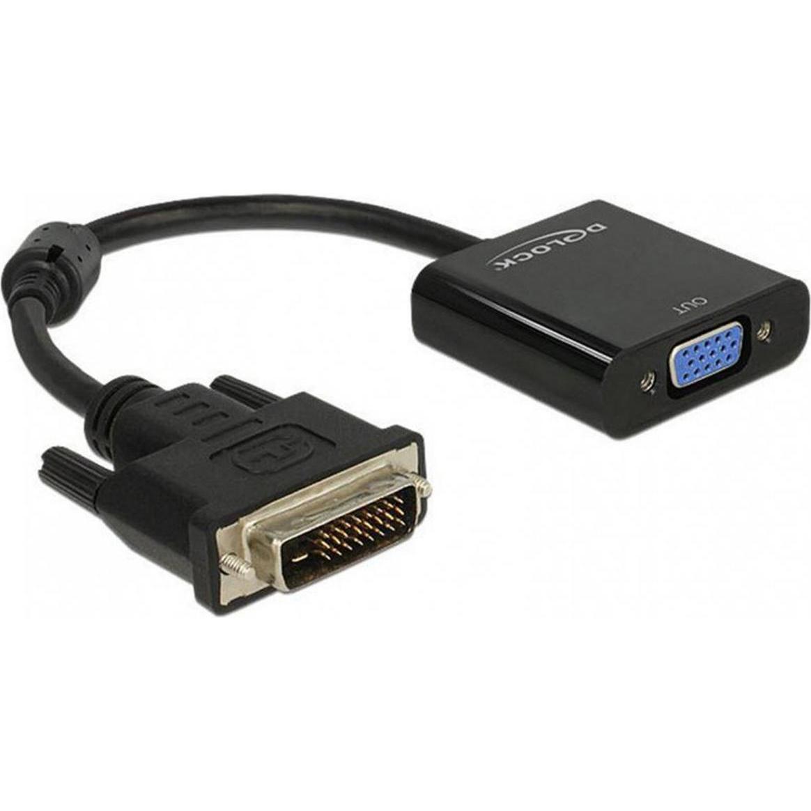 Delock DVI a (VGA, 16 cm), Adattatore dati + video, Nero