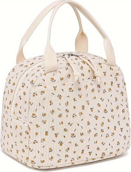 Only-Bags.Store Isolierte Cord-Mittagestasche, süsses Erdbeer-Design, wiederverwendbare Thermotasche, Kühlbox mit