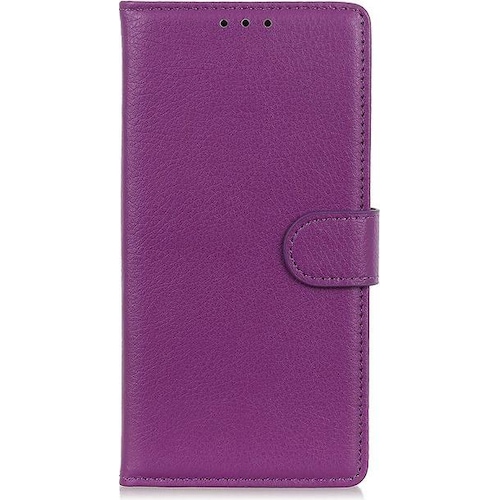 MU Classic Litchi Leder Bookcover Series (Samsung Galaxy Xcover 5), Smartphone Hülle, Violett