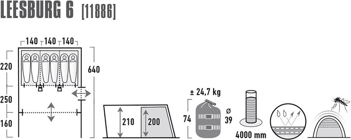 Produktbild High Peak Leesburg 6 (Tunnelzelt, 24.70 kg, 6 Personen)