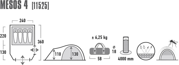 Immagine prodotto High Peak Mesos (Tenda a cupola, 6.25 kg, 4 persone)