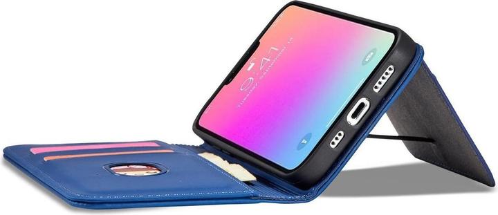 Produktbild Hurtel Magnetkartenhülle für iPhone 13 Pro Max Tasche Kartenetui Kartenhalter Blau (Apple iPhone 13 Pro Max)