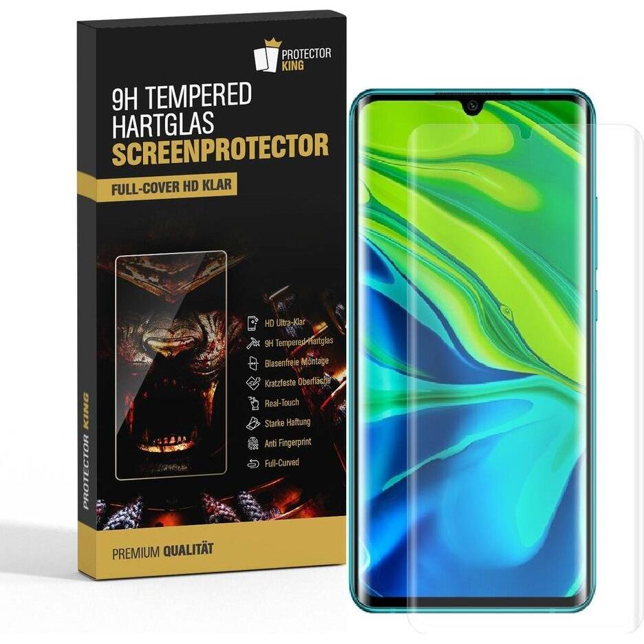 Protectorking 4x echtes Tempered 9H Panzerhartglas 3D KLAR (4 Stück, Xiaomi Mi Note 10 Pro), Smartphone Schutzfolie