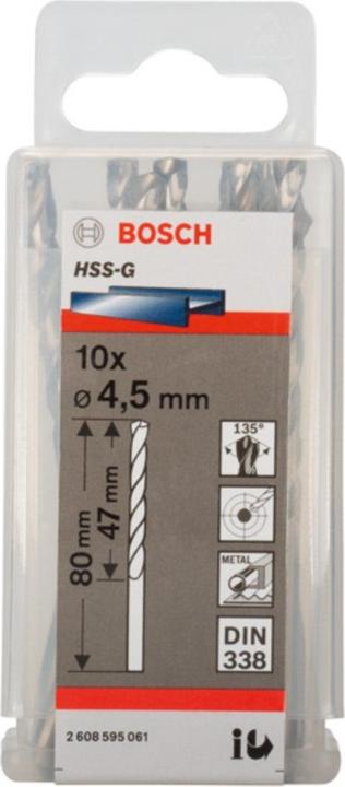Actual product image Bosch Professional Zubehör PRO Metal HSS-G twist drill, 4.5 x 47 x 80 mm (4.5 mm)