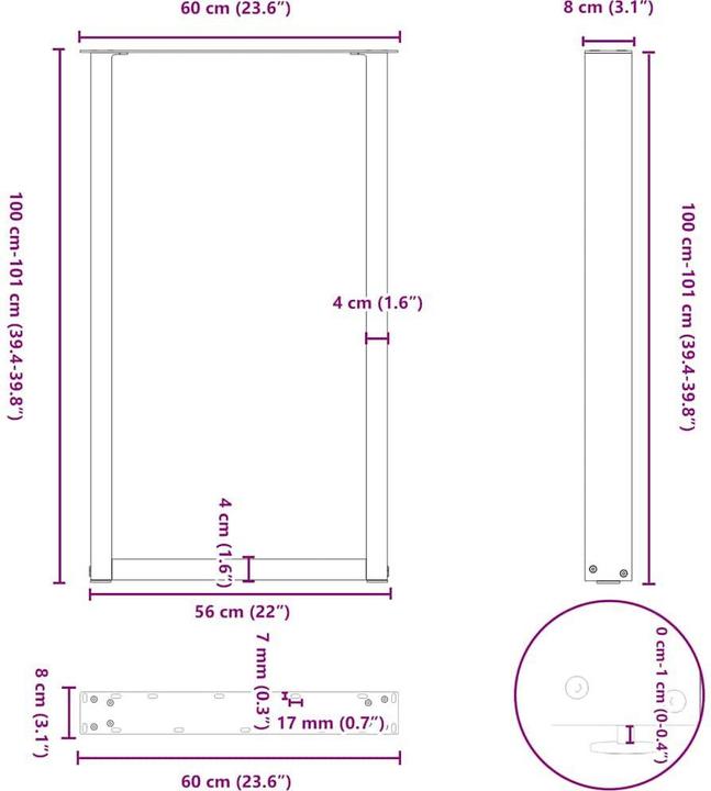 Actual product image vidaXL Bartischbein
