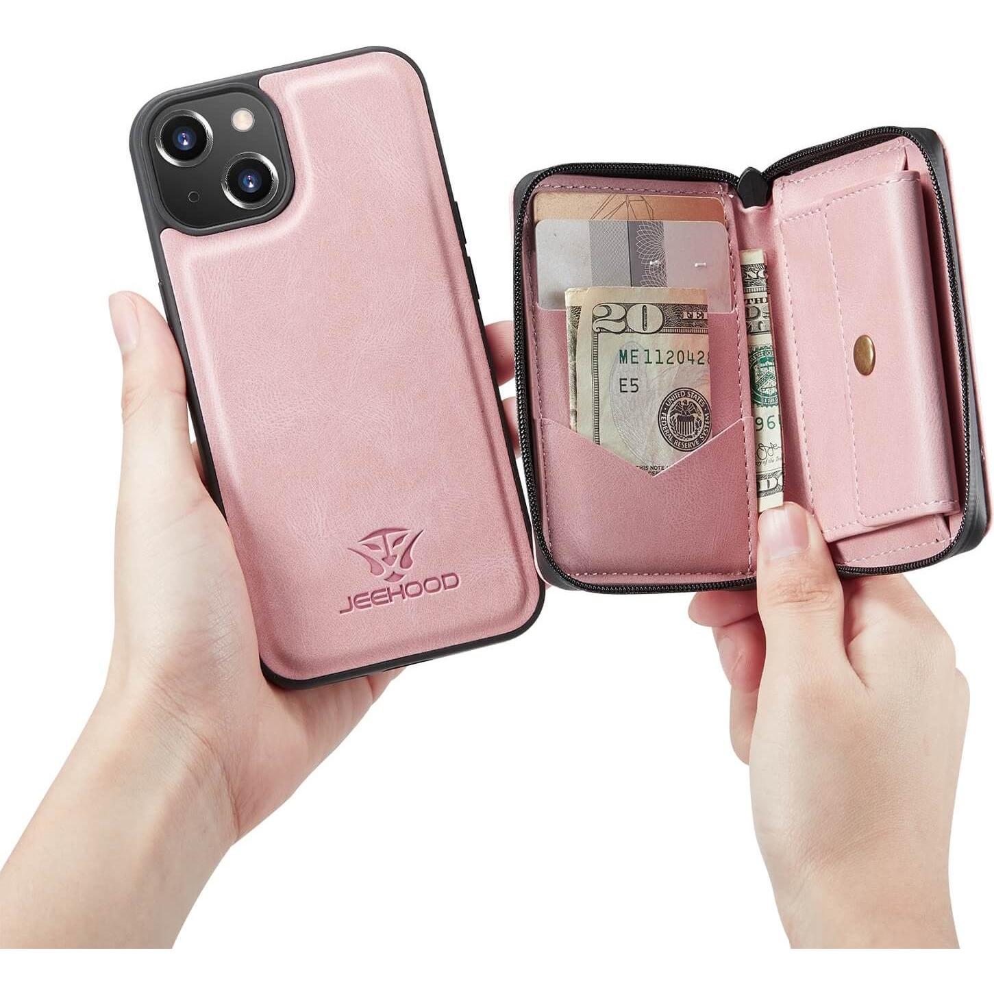 Thumbnail - Cover-Discount iPhone 14 - Hülle mit Kreditkarten Etui rosa (Apple iPhone 14), Smartphone Hülle, Rosa