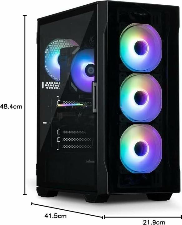 Zalman Pc-kast I3 Neo TG Mid Tower RGB ventilator x4, zwart (Mini-ITX, ATX, mATX)