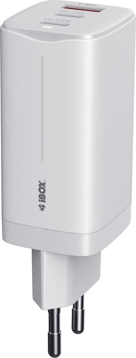 iBox C-65 PD65W UNIVERSAL CHARGER GaN USB-C KABELIS Baltas (65 W)