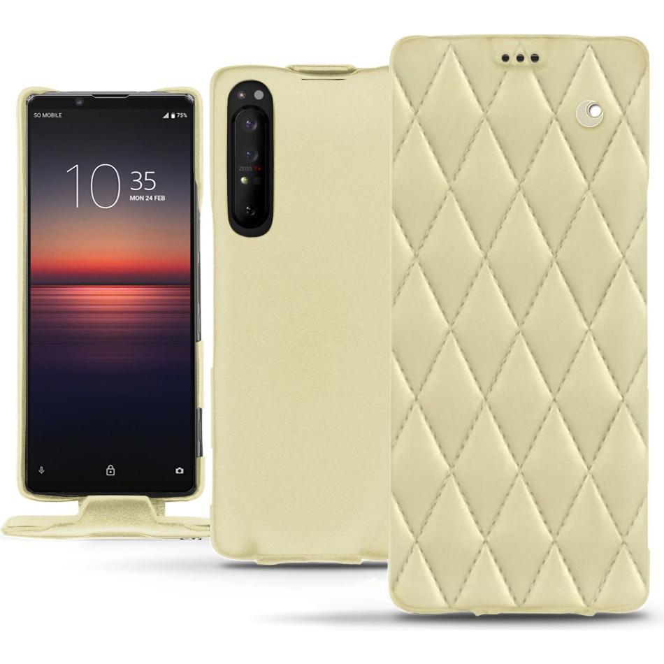Noreve Lederschutzhülle vertikal (Sony Xperia 1 II), Smartphone Hülle, Beige