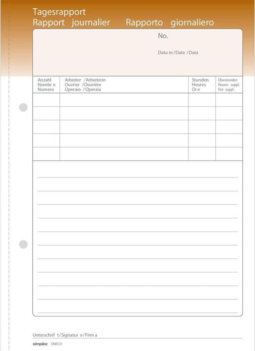 Image du produit Simplex Rapports quotidiens trilingues A5 (100x)