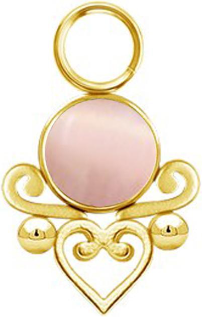 Produktbild Star Piercing Anhänger vergoldet rosa Katzenauge Stein filigranes Herz (ohne Messing, Chirurgenstahl 316L, Mineralisch)