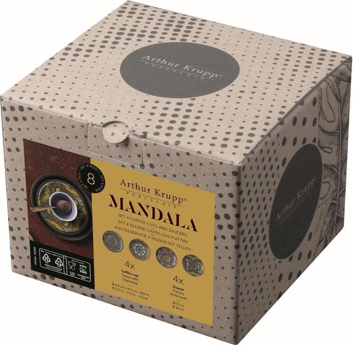 Produktbild Arthur Krupp Espresso Becher Mandala 100 ml, 4 Stück, Mehrfarbig (100 ml, 4 x)