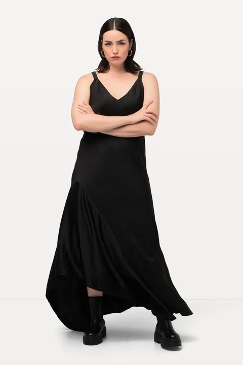 Produktbild Ulla Popken Satin-Maxikleid, A-Linie, V-Ausschnitt, ärmellos (54)
