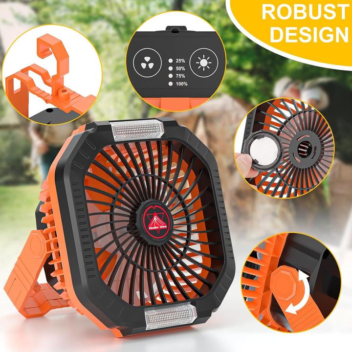 Image du produit Diealles Shine Camping Ventilator mit Akku und LED-Licht