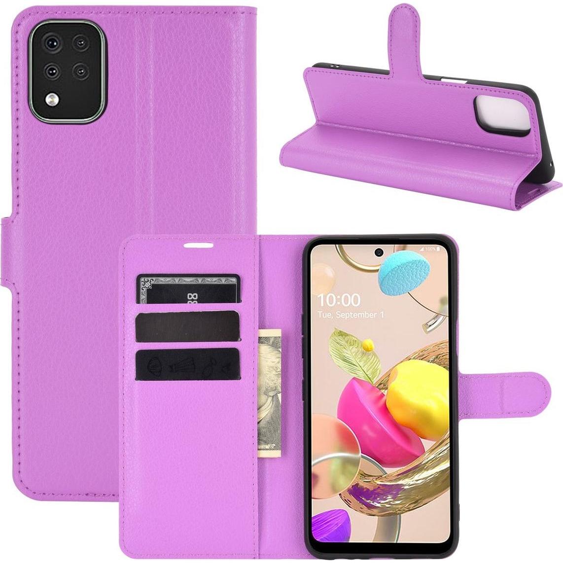 Thumbnail - König Design Hülle Handy Schutz für LG K42 Case Flip Cover Tasche Etuis Bumper Violett Neu (LG K42), Smartphone Hülle, V...