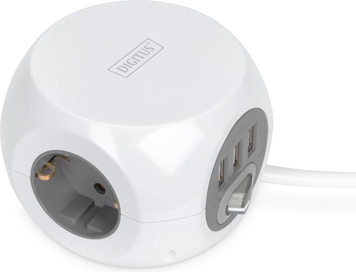 Digitus Bloc multiprise cube à 3 prises avec 3 ports USB (3 x, CEE 7/4, 1.40 m)